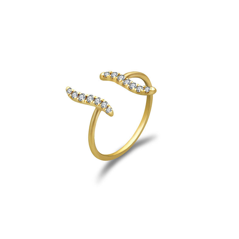 18k Gold Wavy Diamond Midi / Pinky Ring - Genevieve Collection