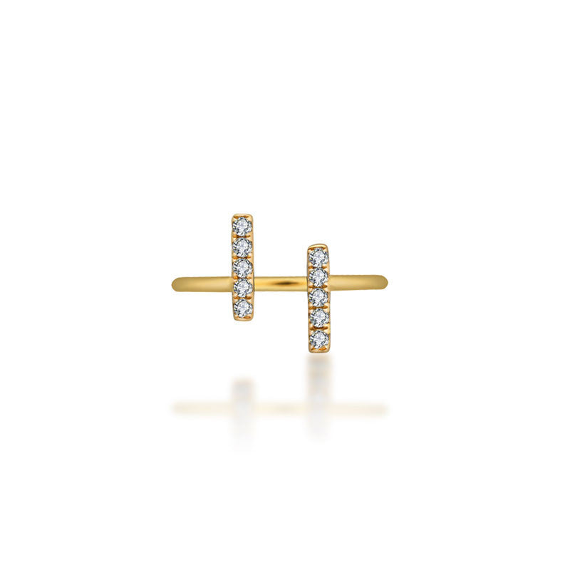 18k Gold Strokes Diamond Midi / Pinky Ring - Genevieve Collection