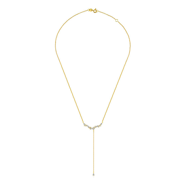 18k Gold irregular Shape Dangling Diamond Necklace - Genevieve Collection