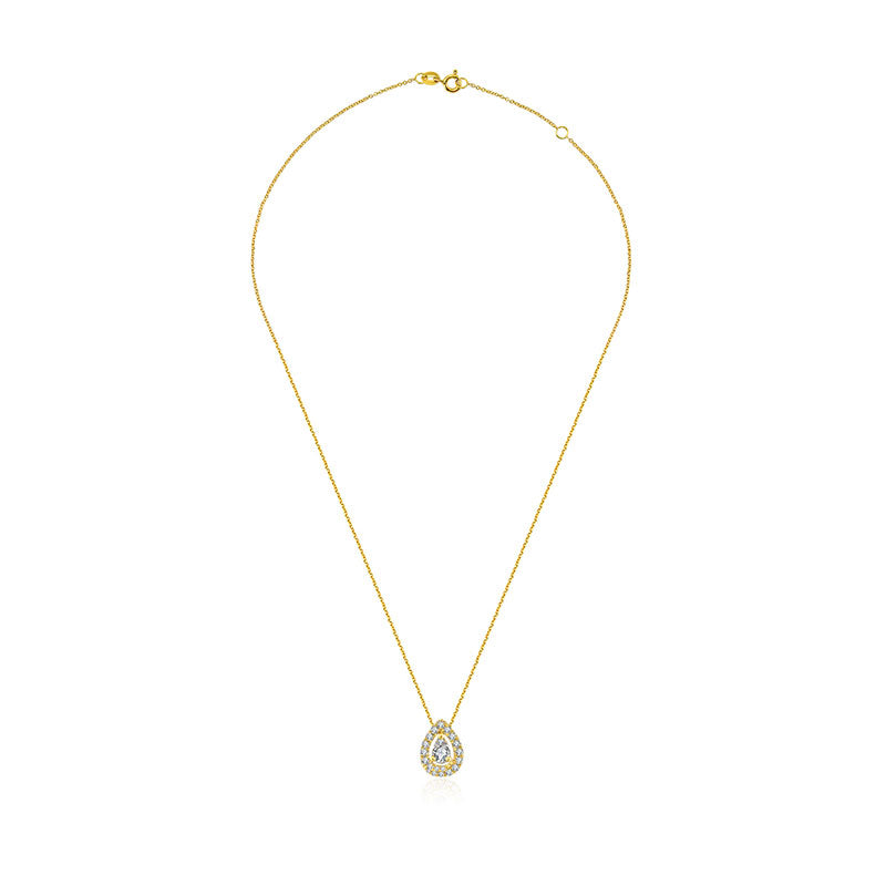 18k Gold Water Drop Shape Diamond Necklace - Genevieve Collection