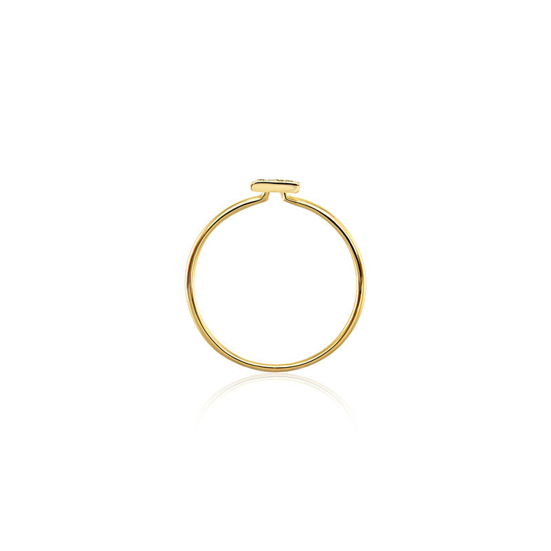 18k Gold Triangle Shape Pave Diamond Ring - Genevieve Collection