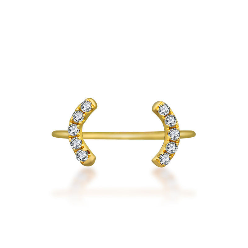 18k Gold Bracket Diamond Midi / Pinky Ring - Genevieve Collection