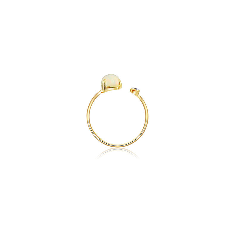 18k Gold Opal Open Diamond Ring - Genevieve Collection