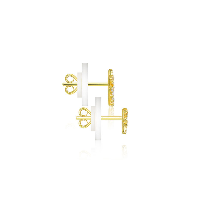 18k Gold Evil Eye & Eyelash Diamond Earring - Genevieve Collection