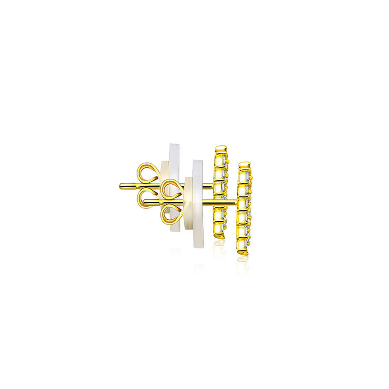 18k Gold Arrow Shape Rectangle Diamond Earring - Genevieve Collection
