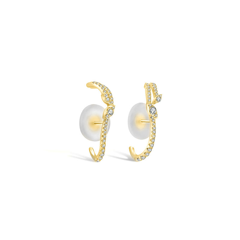 18k Gold Twisted Shape Half Hoop Diamond Earring - Genevieve Collection