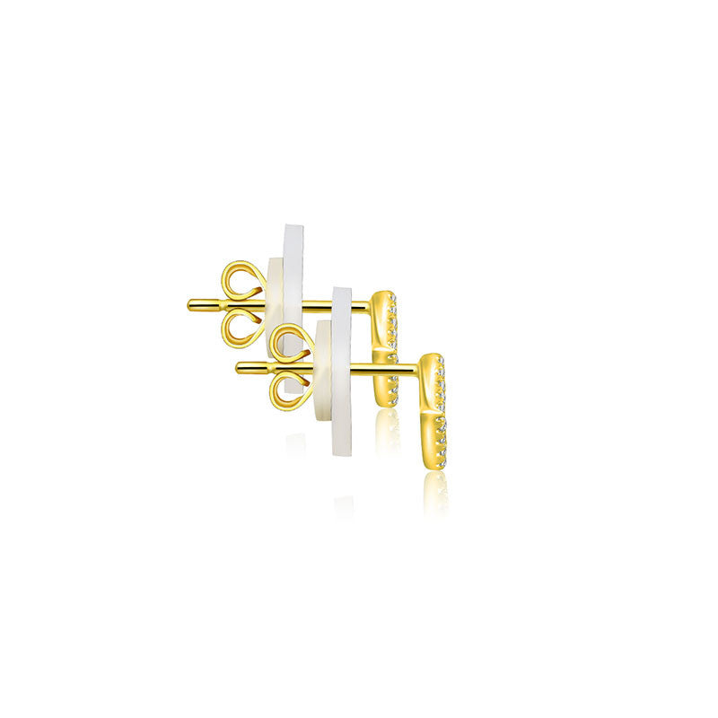 18k Gold Hollow Diamond Shape Diamond Earring - Genevieve Collection
