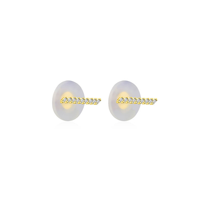 18k Gold Slash Line Diamond Earring - Genevieve Collection
