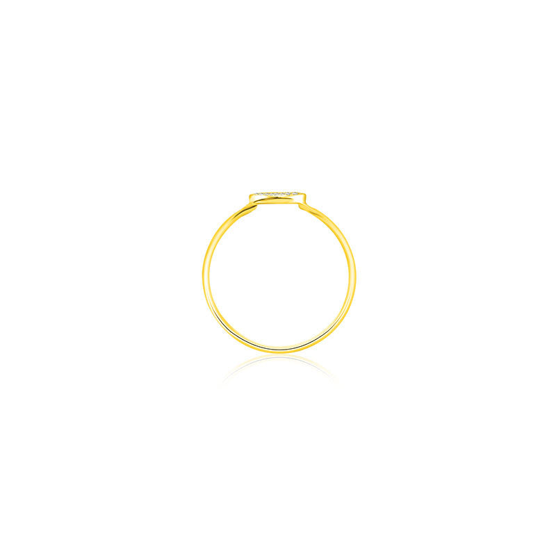 18k Gold Round Shape Pave Diamond Ring - Genevieve Collection