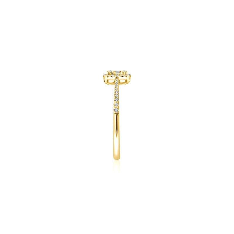 18k Gold Double Halo Diamond Ring - Genevieve Collection