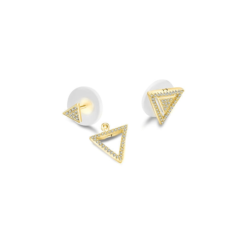 18k Gold 2 way Triangle Shape Diamond Earring - Genevieve Collection