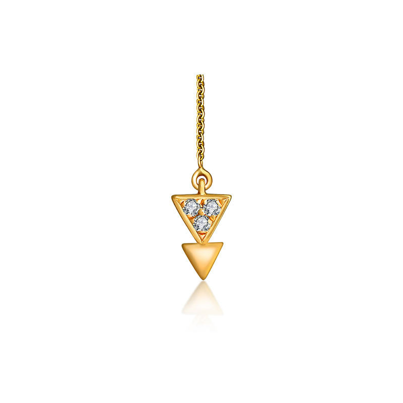 18k Gold Hollow Triangle Dangling Diamond Necklace - Genevieve Collection