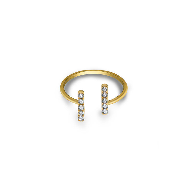 18k Gold Strokes Diamond Midi / Pinky Ring - Genevieve Collection