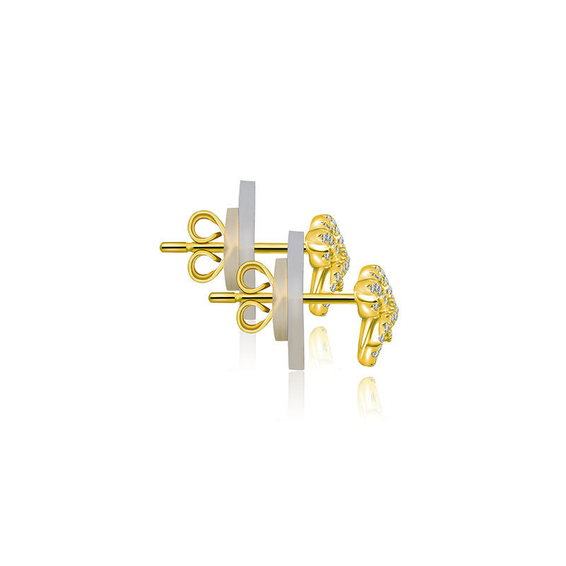 18k Gold Quadruple Curves Diamond Earring - Genevieve Collection