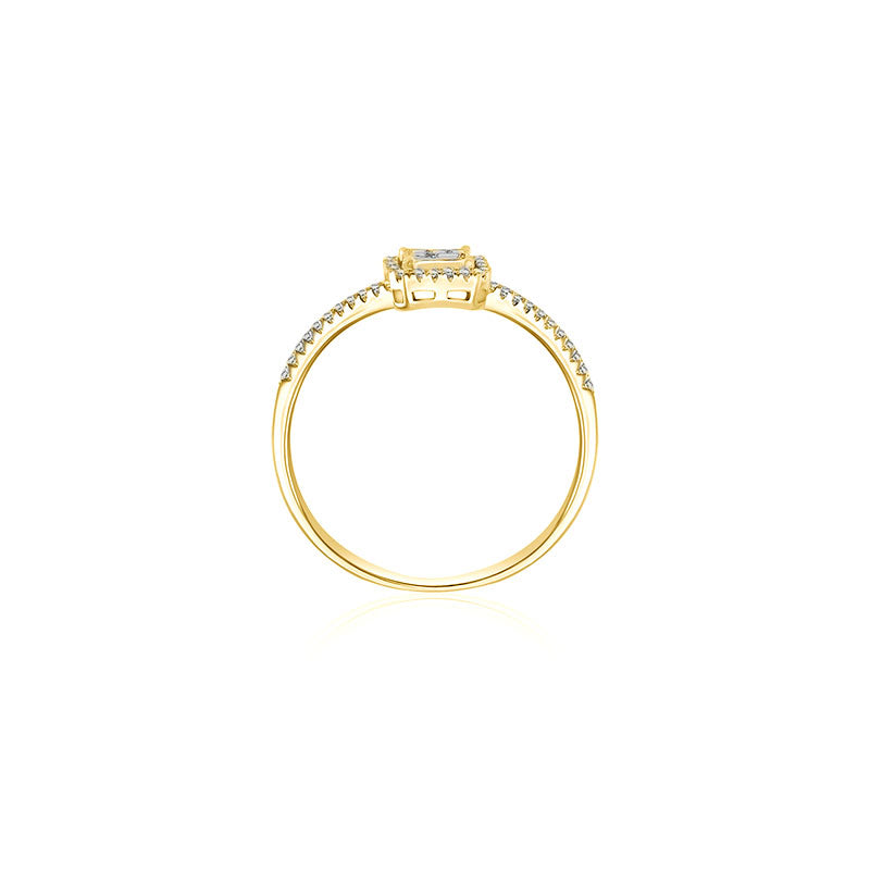 18k Gold Rectangle Shaped Diamond Ring - Genevieve Collection