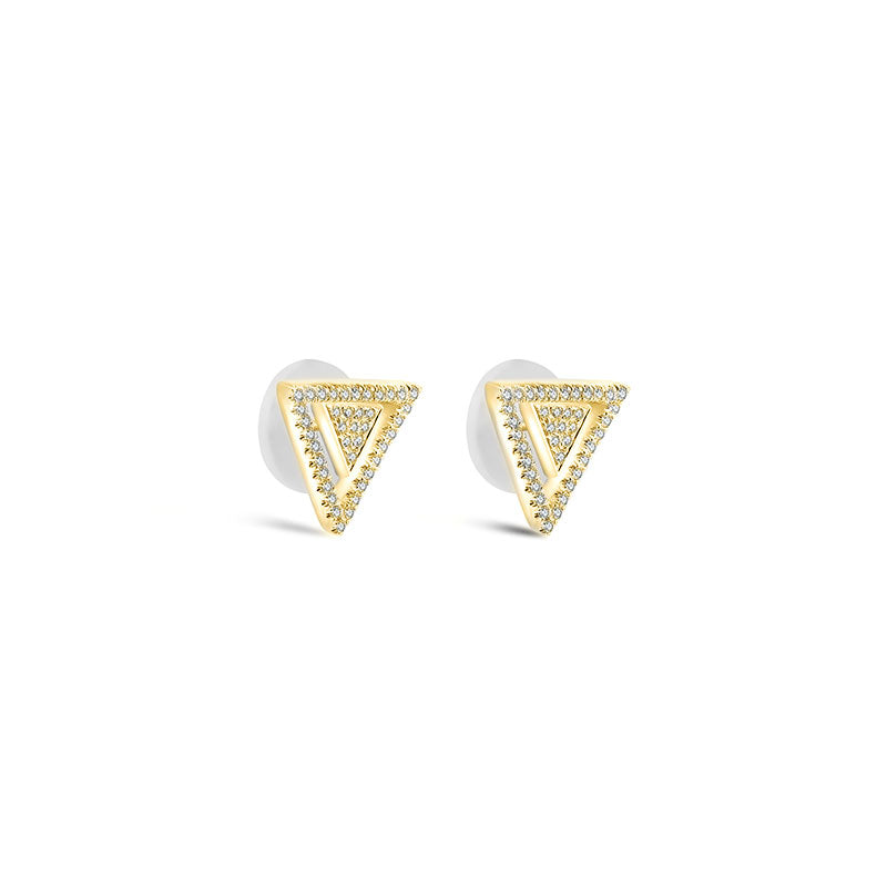18k Gold 2 way Triangle Shape Diamond Earring - Genevieve Collection