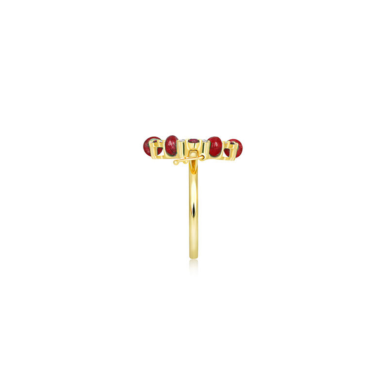 18k Gold 2 ways Beaded Ruby and Diamond Ring - Genevieve Collection