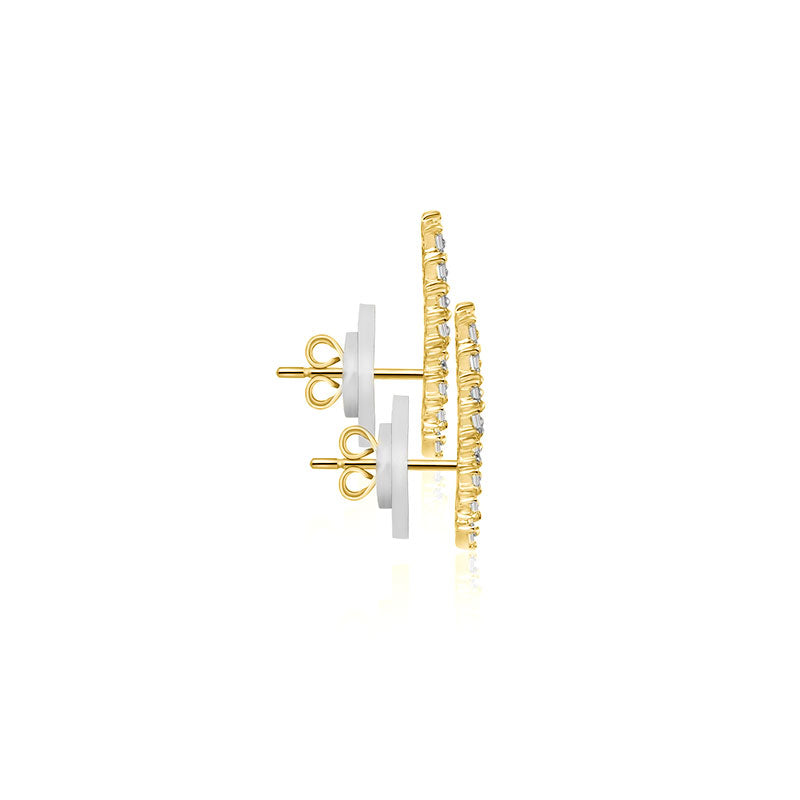 18k Gold Arrow Shape with Rectangle Diamond Earring - Genevieve Collection