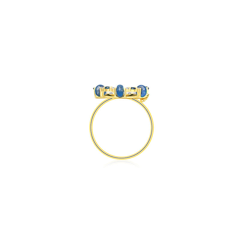 18k Gold 2 ways Beaded Sapphire and Diamond Ring - Genevieve Collection