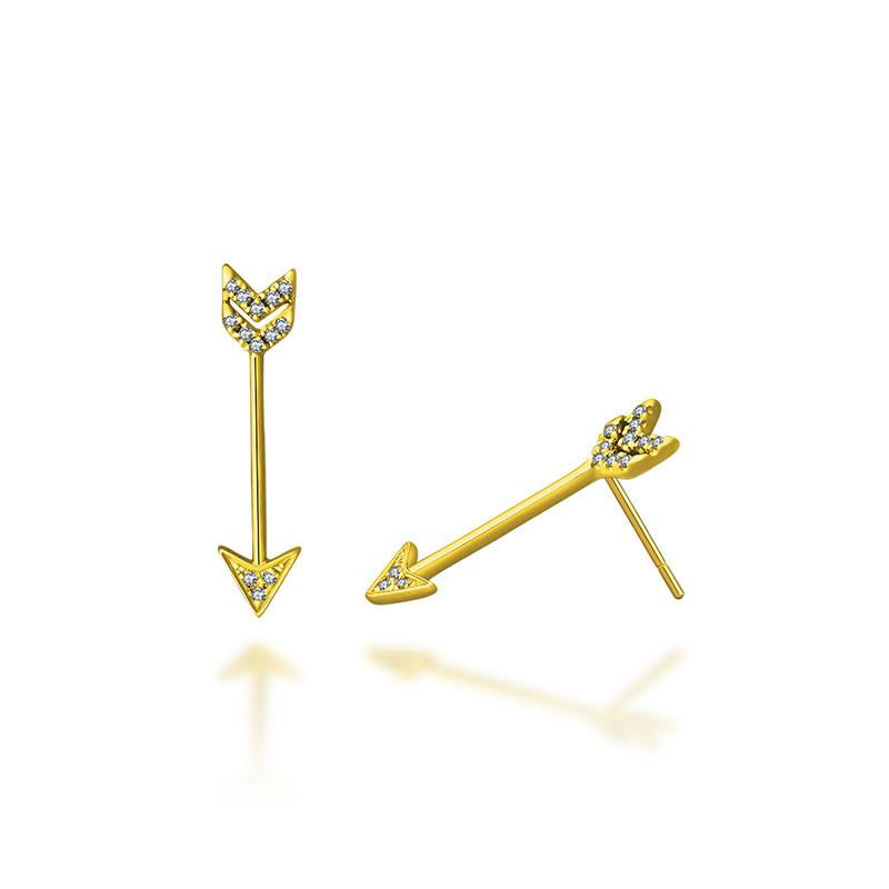 18k Gold Diamond Arrow Upward Earring - Genevieve Collection