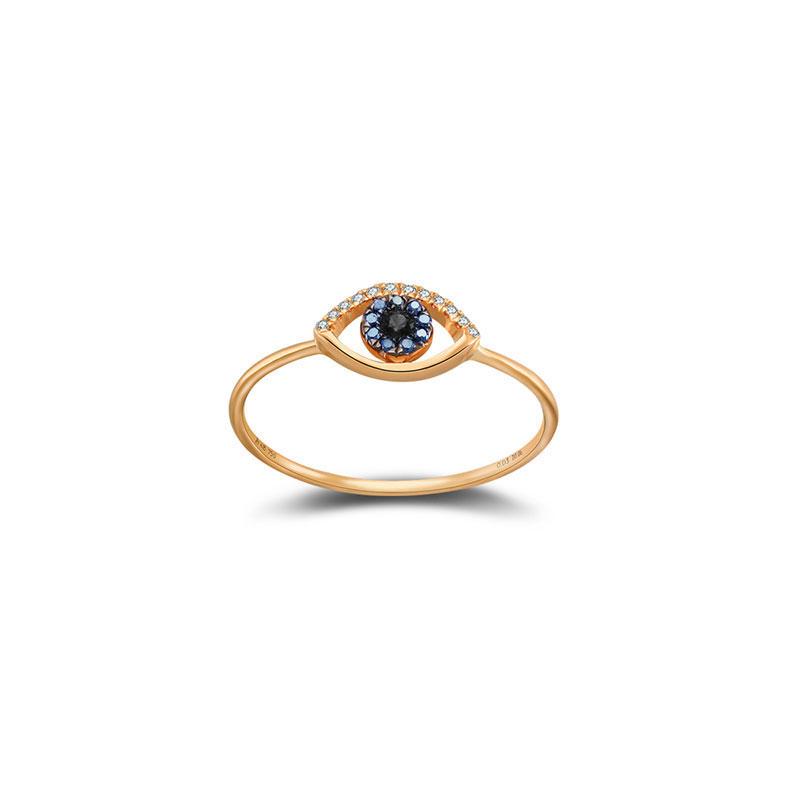 18k Gold Evil Eye Sapphire Diamond Ring - Genevieve Collection