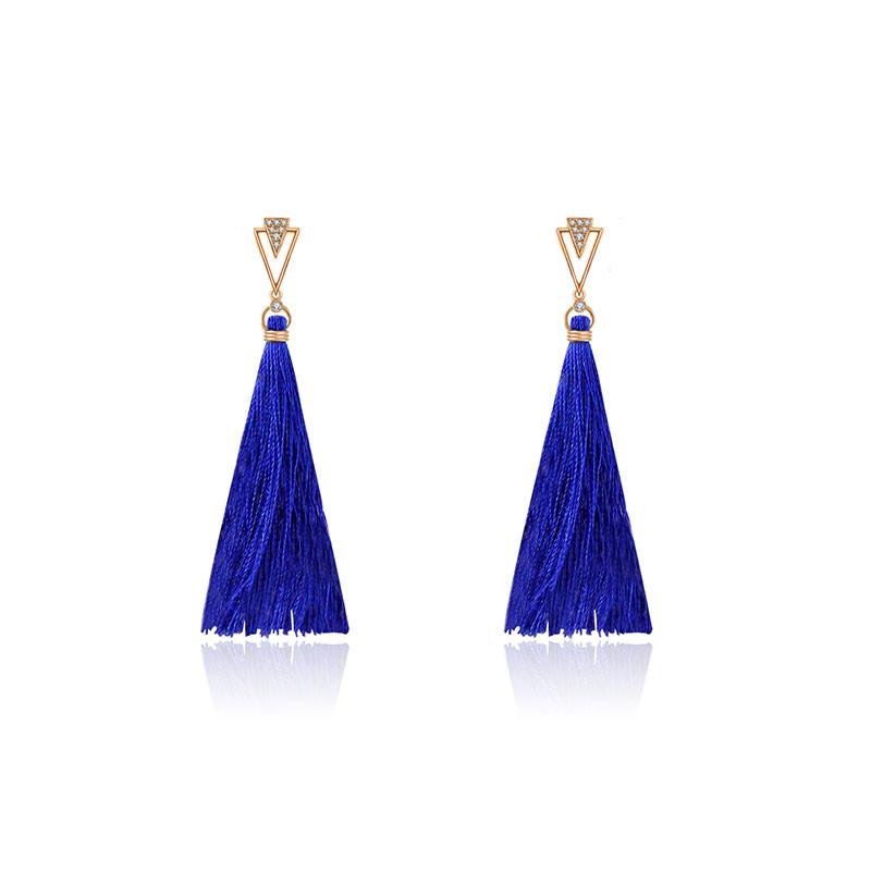 18k Gold Double Arrow Shape Tassel Diamond Earring - Genevieve Collection