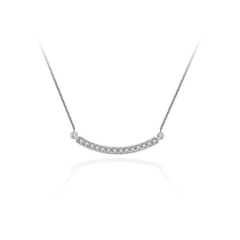 18k Gold Curved Line Diamond Necklace - Genevieve Collection