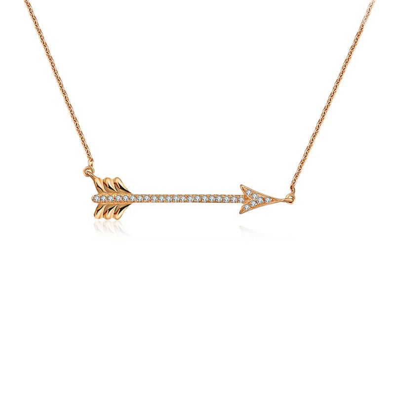 18k Gold Arrow Diamond Necklace - Genevieve Collection