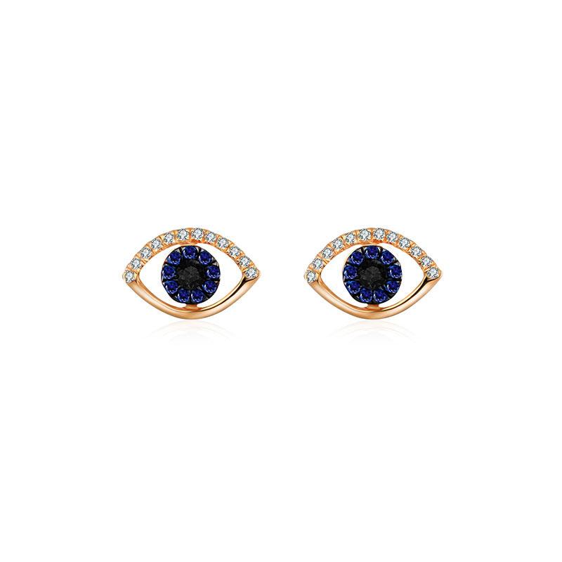 18k Gold Evil Eye Sapphire Diamond Earring - Genevieve Collection