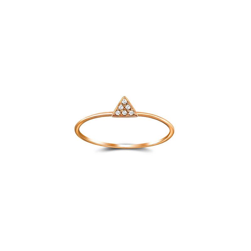 18k Gold Small Triangle Shape Pave Diamond Ring - Genevieve Collection
