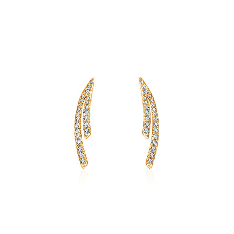 18k Gold Double Curve Diamond Earring - Genevieve Collection