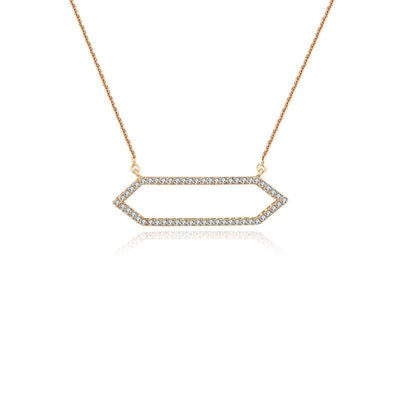18k Gold Hollow Hexagonal Shape Diamond Necklace - Genevieve Collection