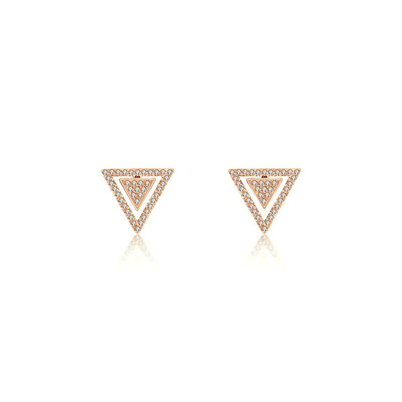 18k Gold 2 way Triangle Shape Diamond Earring - Genevieve Collection