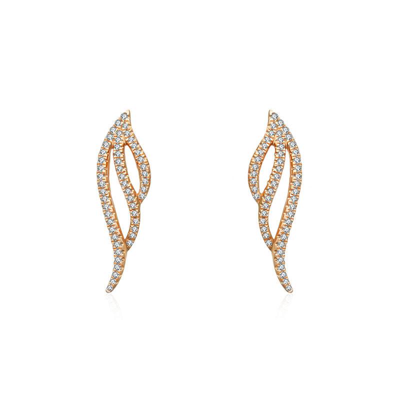 18k Gold Angel Wing Diamond Earring - Genevieve Collection