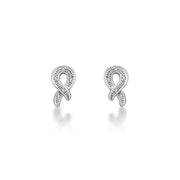 18k Gold Ribbon Stud Diamond Earring - Genevieve Collection