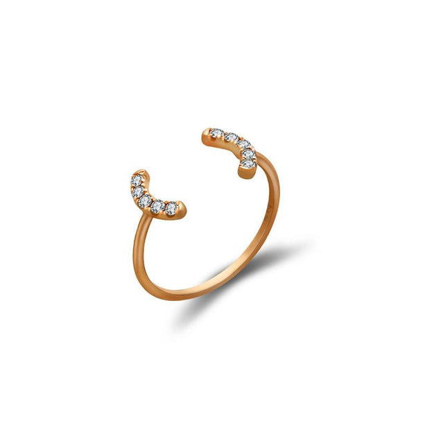 18k Gold Bracket Diamond Midi / Pinky Ring - Genevieve Collection