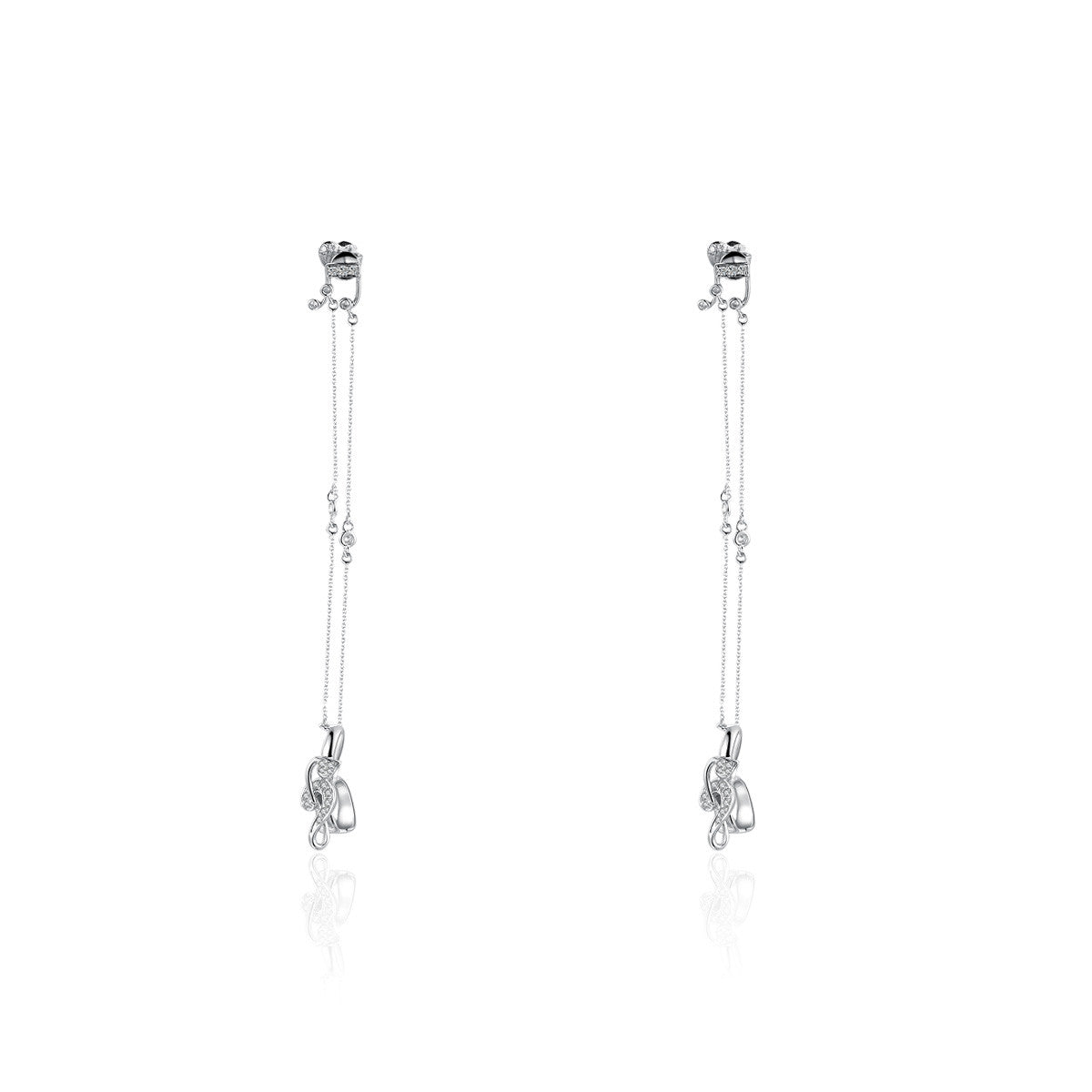 18k Gold Music Earring Chained With Ear Cuff - Genevieve Collection