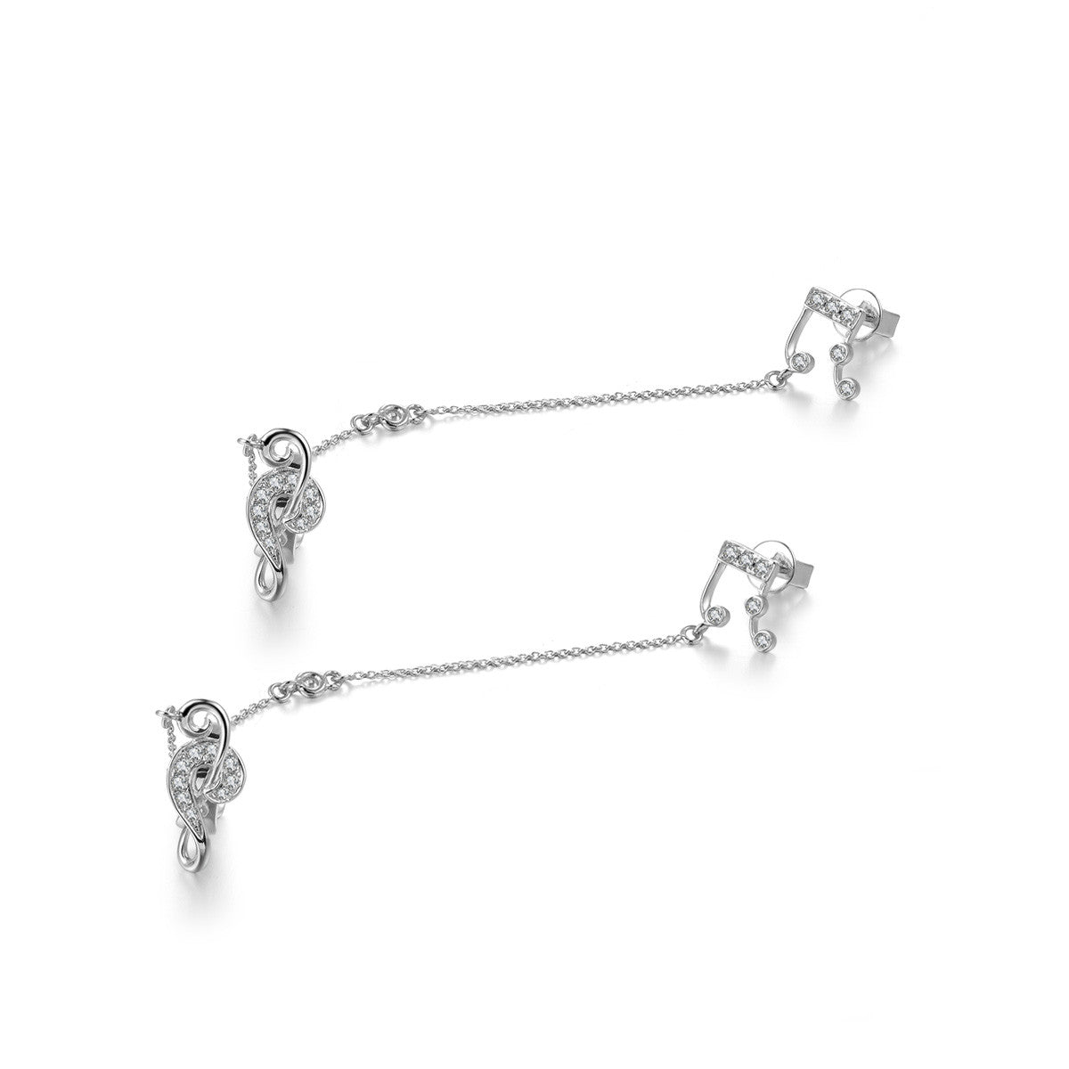 18k Gold Music Earring Chained With Ear Cuff - Genevieve Collection