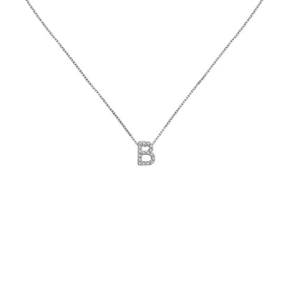 18k Gold Initial Letter "B" Diamond Pendant - Genevieve Collection