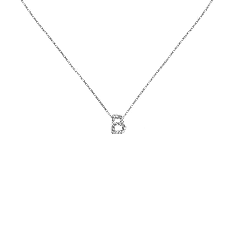 18k Gold Initial Letter "B" Diamond Pendant - Genevieve Collection