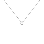 18k Gold Initial Letter "C" Diamond Pandent + Necklace - Genevieve Collection