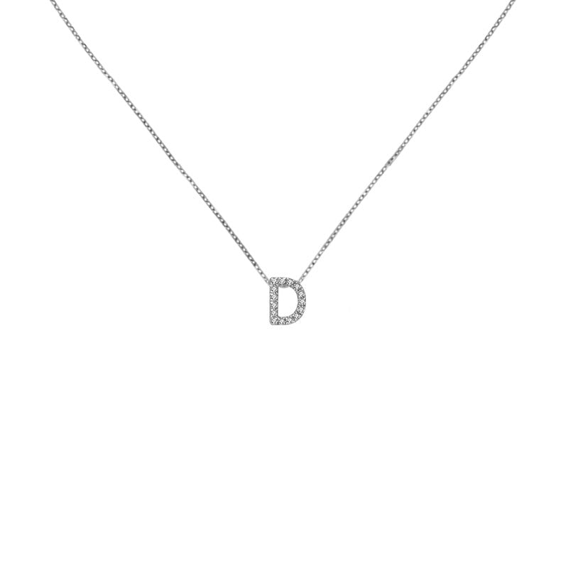 18k Gold Initial Letter "D" Diamond Pendant - Genevieve Collection