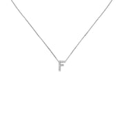 18k Gold Initial Letter "F" Diamond Pendant - Genevieve Collection