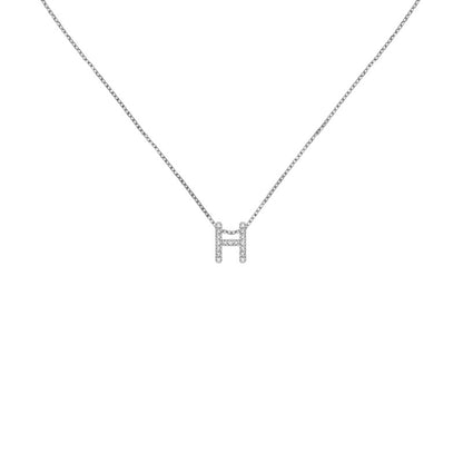 18k Gold Initial Letter "H" Diamond Pendant - Genevieve Collection