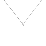18k Gold Initial Letter "N" Diamond Pandent + Necklace - Genevieve Collection