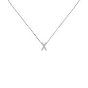 18k Gold Initial Letter "X" Diamond Pandent + Necklace - Genevieve Collection