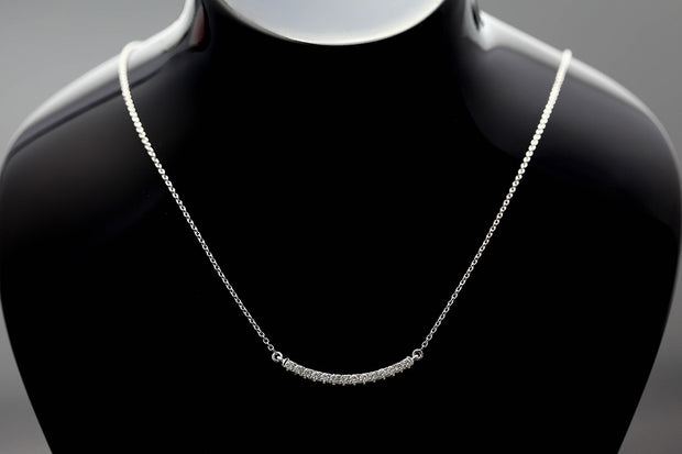 18k Gold Curved Line Diamond Necklace - Genevieve Collection