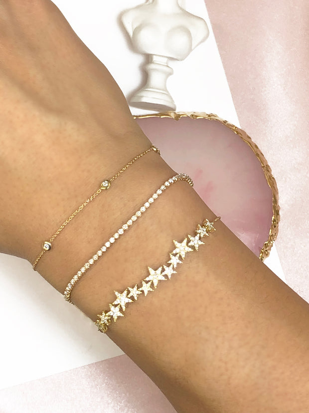 LIMITED 20 SETS* 18k Gold Diamond 0.5 CT Half Tennis Bracelet  Buy 1 Get 1 Free Bundle ( Total 2 bracelets) - Genevieve Collection