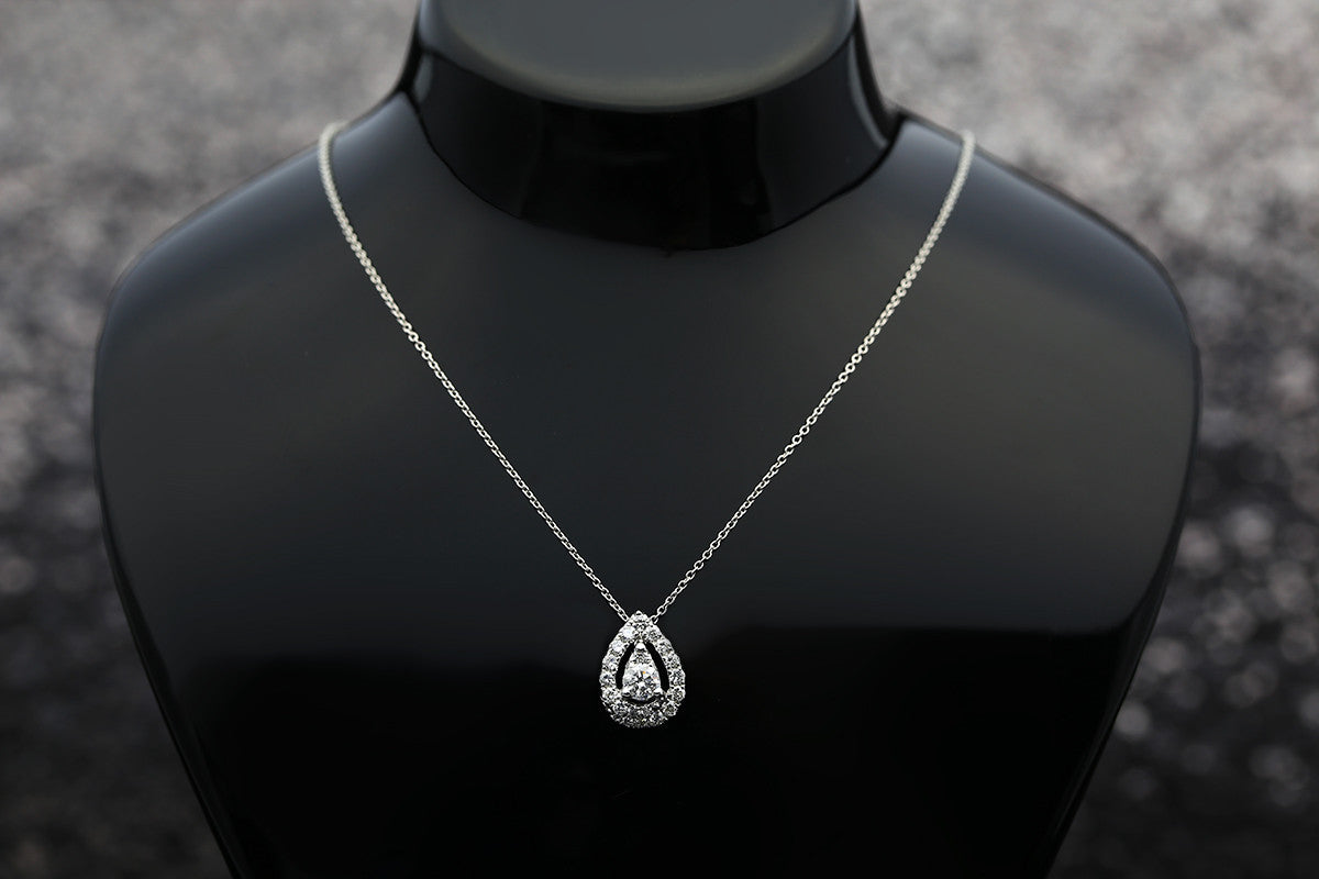 18k Gold Water Drop Shape Diamond Necklace - Genevieve Collection