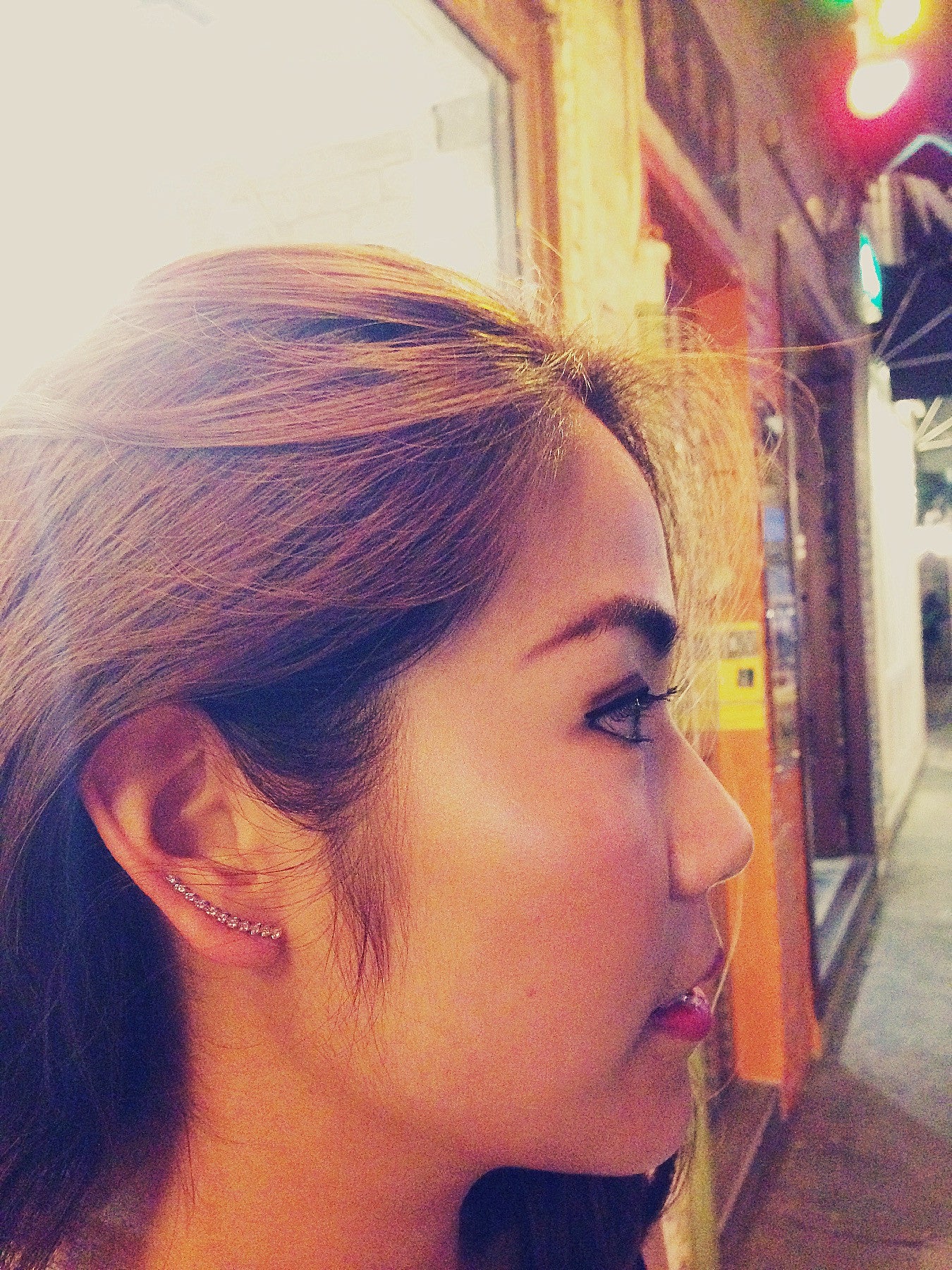 18k Gold Marquise Long Earring - Genevieve Collection